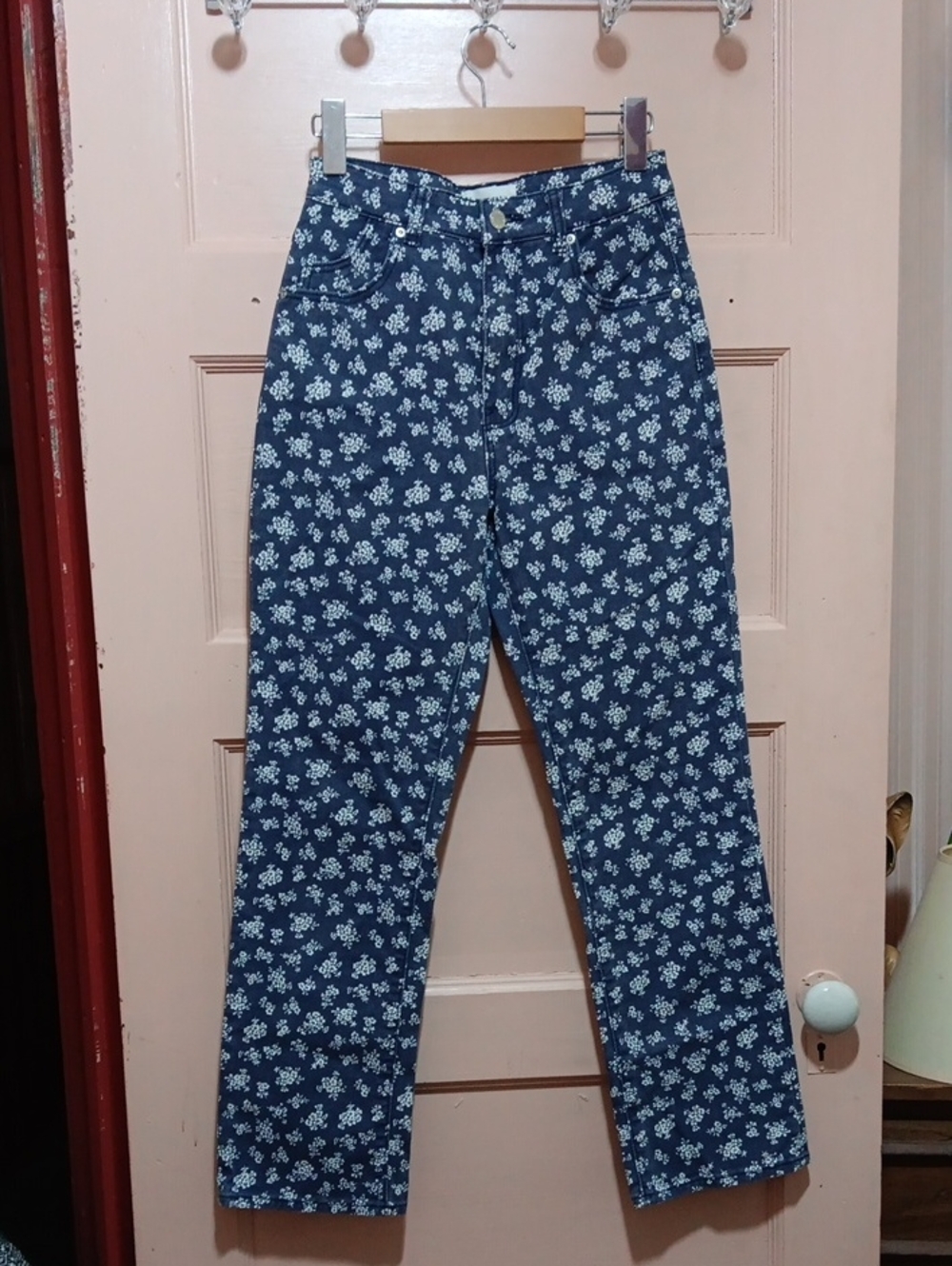 Rolla's Original High Rise Straight Navy Floral Print High-Rise Straight Jeans